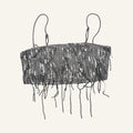NA-KD Silver Fringe – Cropped Sequin Top | S