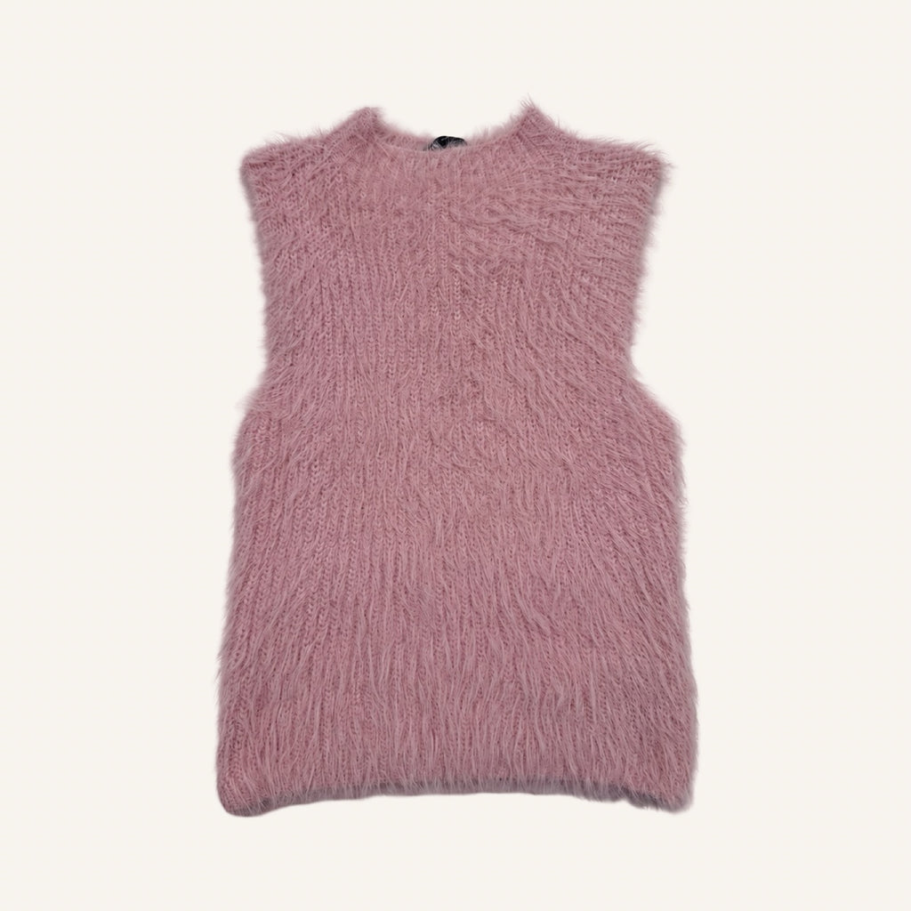 ZARA Fluffy Knit Vest – Dusty Rose | Flauschiger Strickpullunder