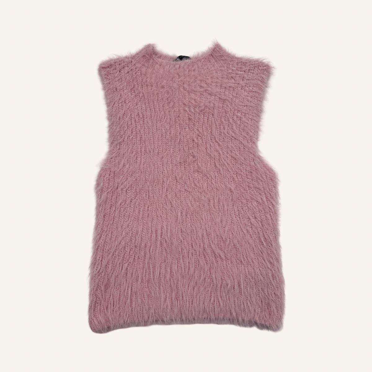 ZARA Fluffy Knit Vest – Dusty Rose | Flauschiger Strickpullunder