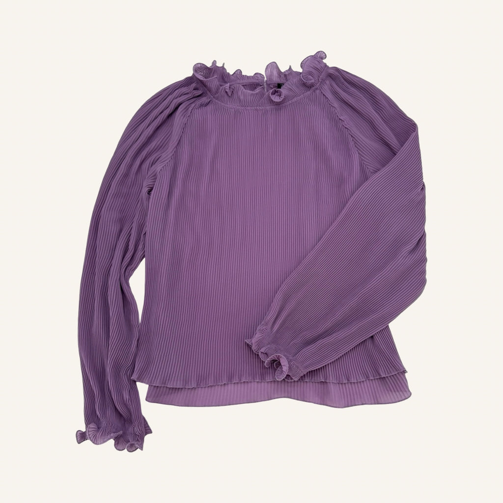 ZARA Plissee-Bluse in Mauve – Romantic Ruffle Look | Gr. M