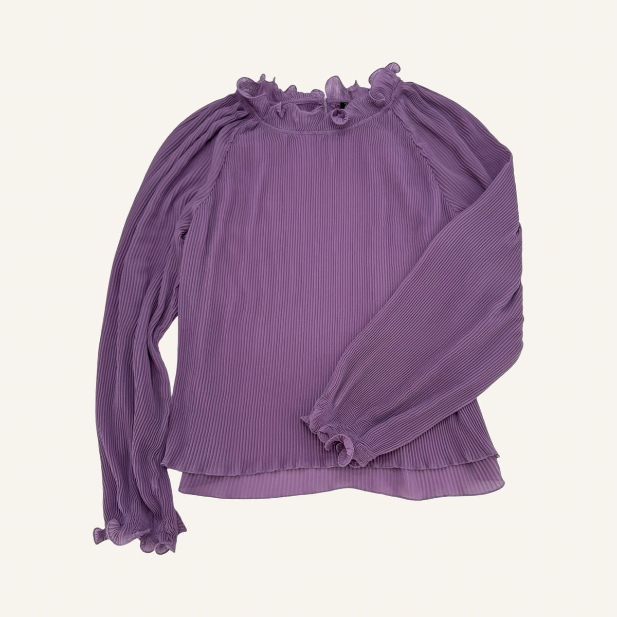 ZARA Plissee-Bluse in Mauve – Romantic Ruffle Look | Gr. M