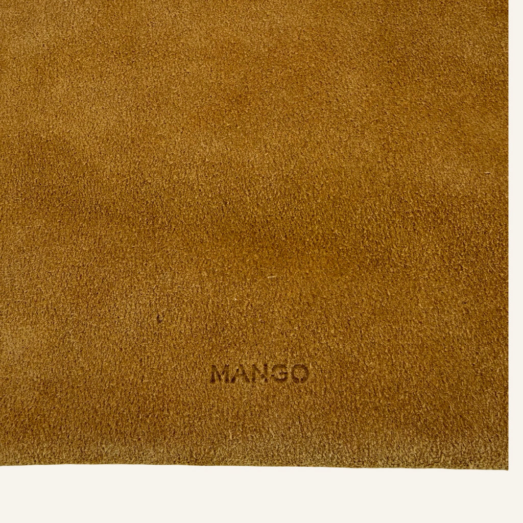 MANGO | Suede Clutch – Cognac Brown