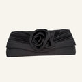 Anthracite Rose – Elegante Satin-Clutch mit 3D-Blüte