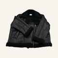 H&M Black Aviator Jacket – Teddy-Lined Biker Style | XXL