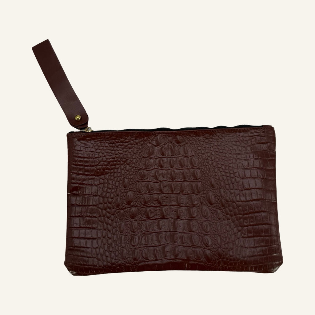 Chocolate Croc Clutch – Brown | lala Second Hand