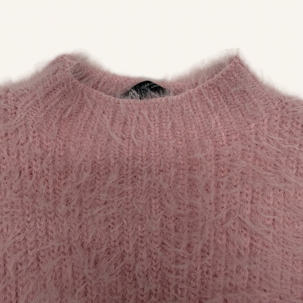 ZARA Fluffy Knit Vest – Dusty Rose | Flauschiger Strickpullunder