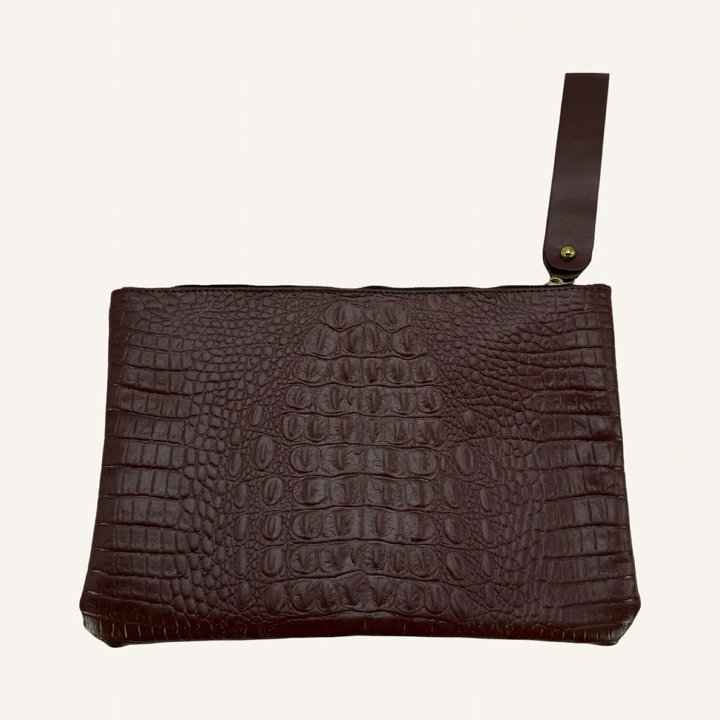Chocolate Croc Clutch – Brown | lala Second Hand