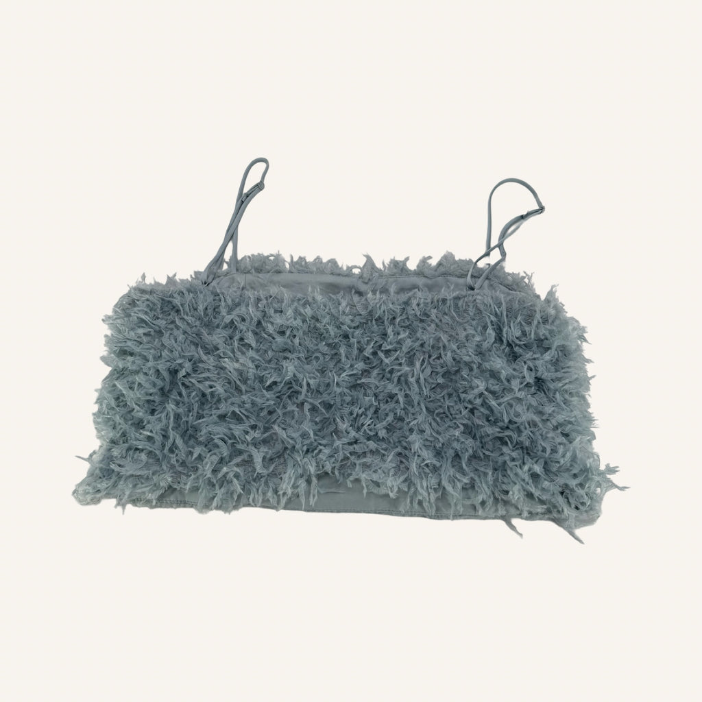ZARA Fluffy Crop Top – Dusty Blue | Gr. S