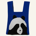 Panda Knit Bag | Kobaltblaue Stricktasche mit Statement-Print