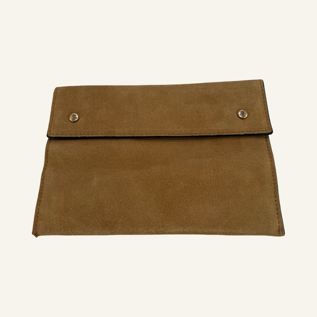 MANGO | Suede Clutch – Cognac Brown