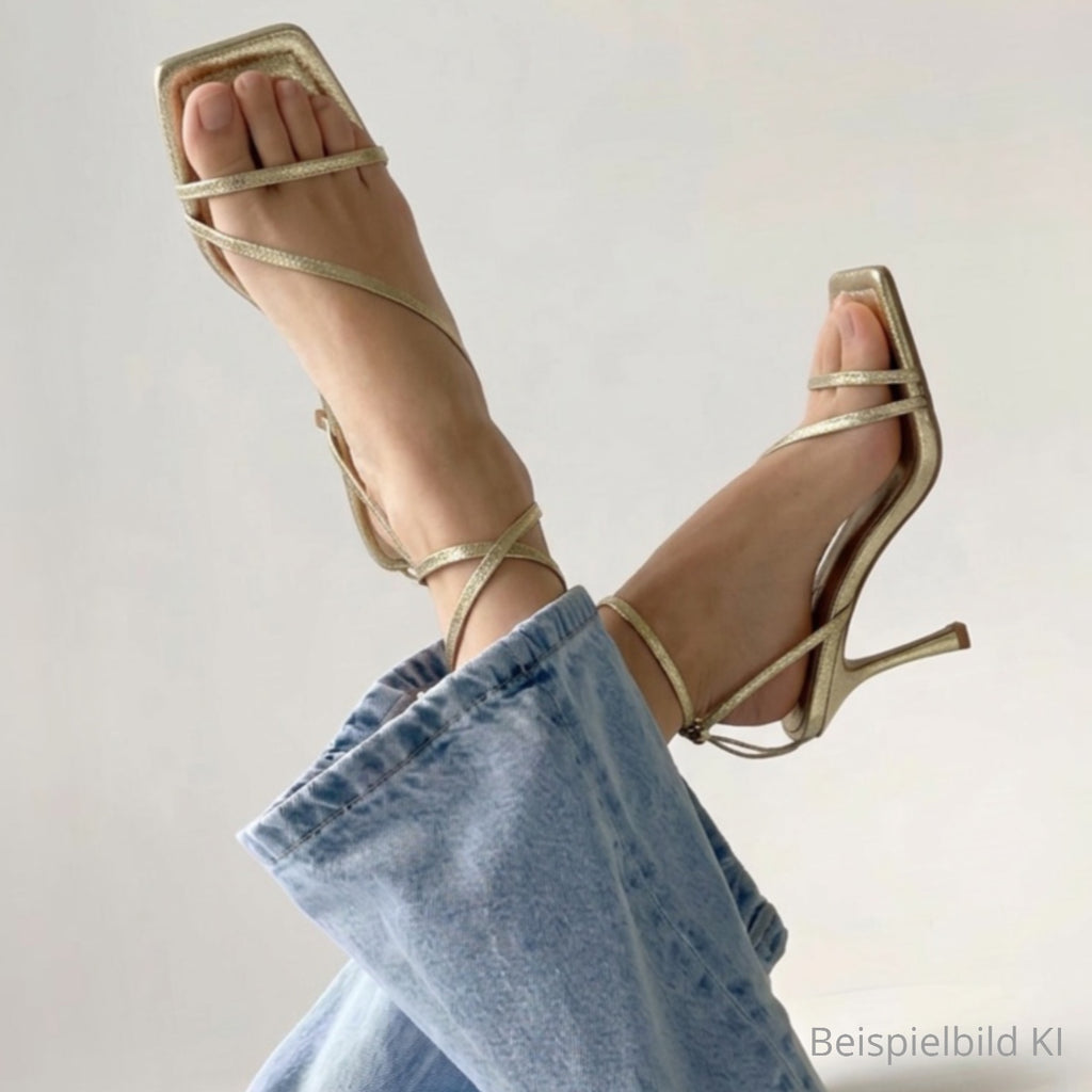 Golden Hour – Metallic Strappy Heels by Public Desire
