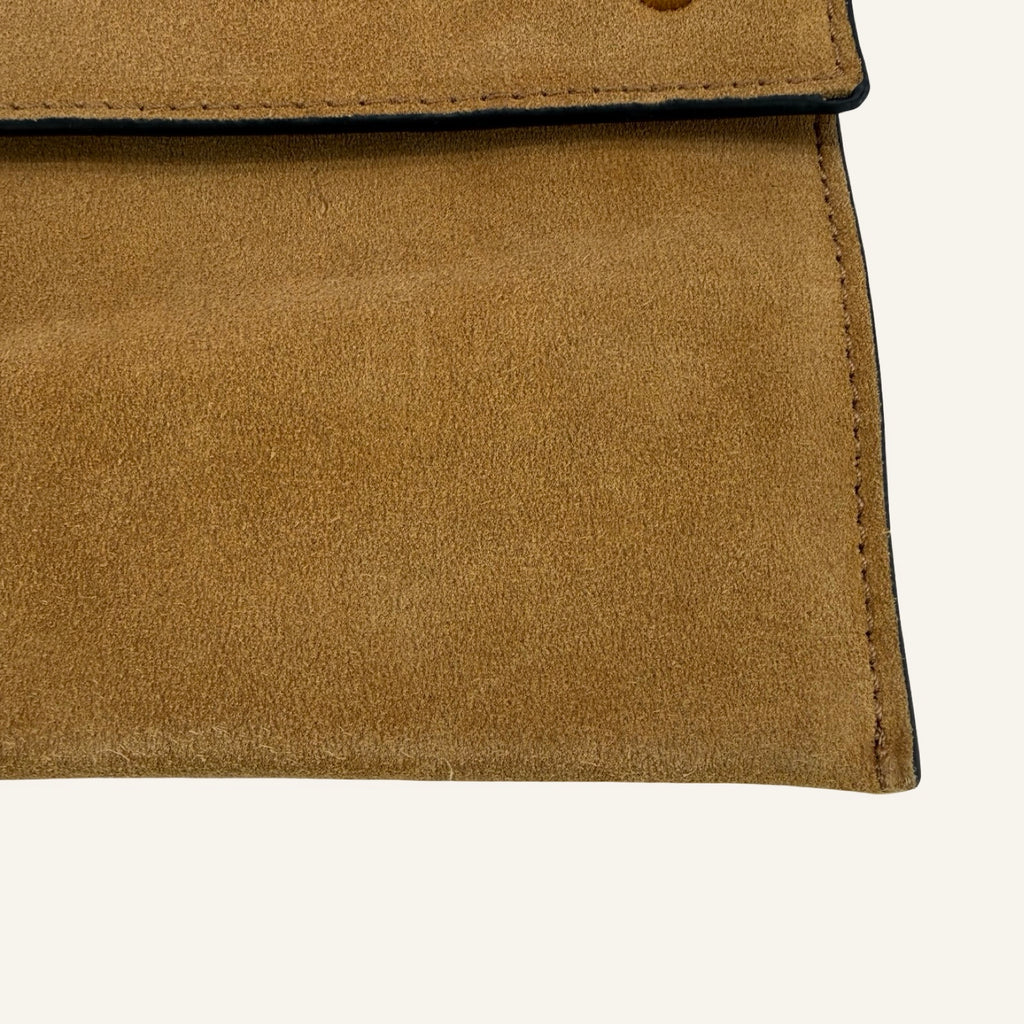 MANGO | Suede Clutch – Cognac Brown
