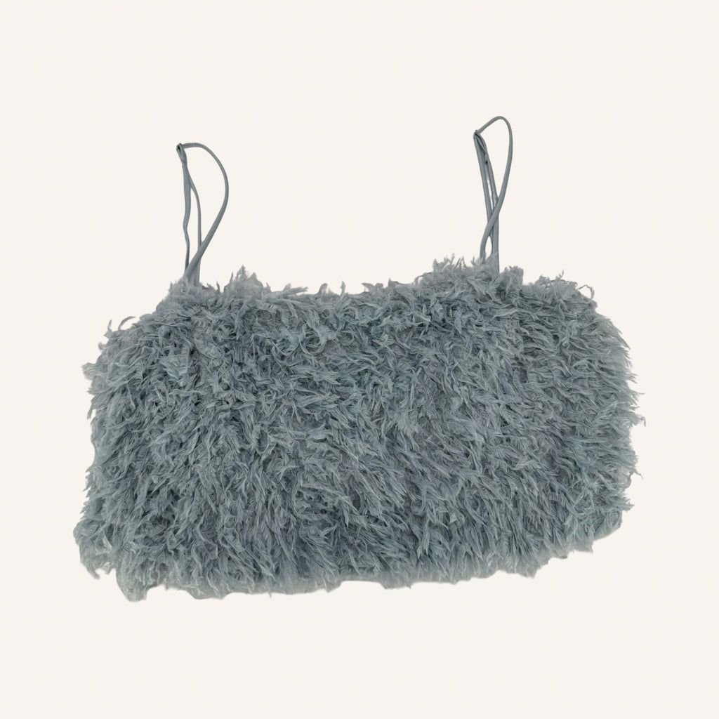 ZARA Fluffy Crop Top – Dusty Blue | Gr. S