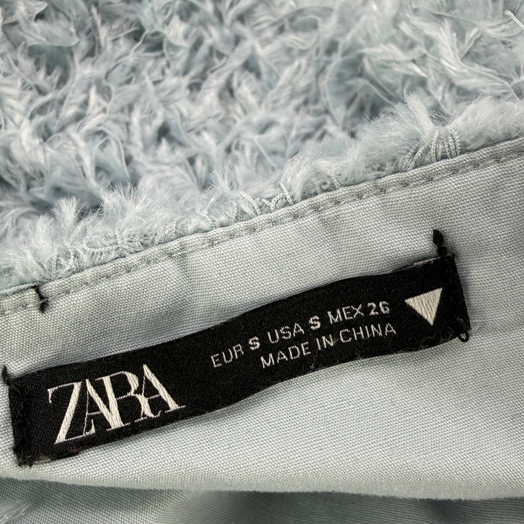 ZARA Fluffy Crop Top – Dusty Blue | Gr. S