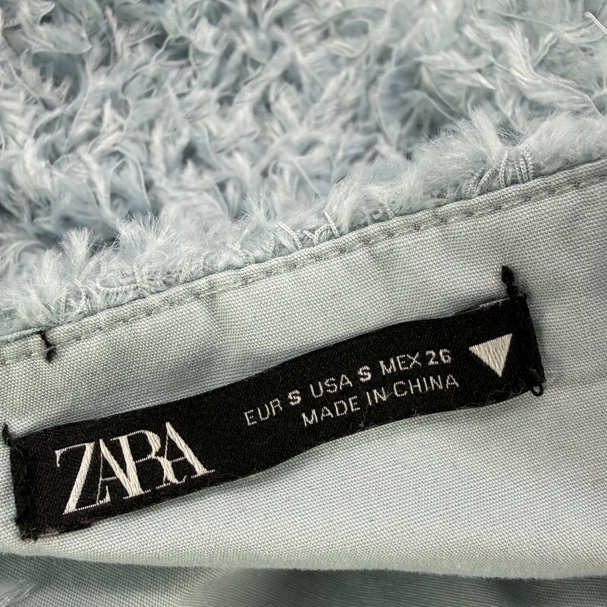 ZARA Fluffy Crop Top – Dusty Blue | Gr. S