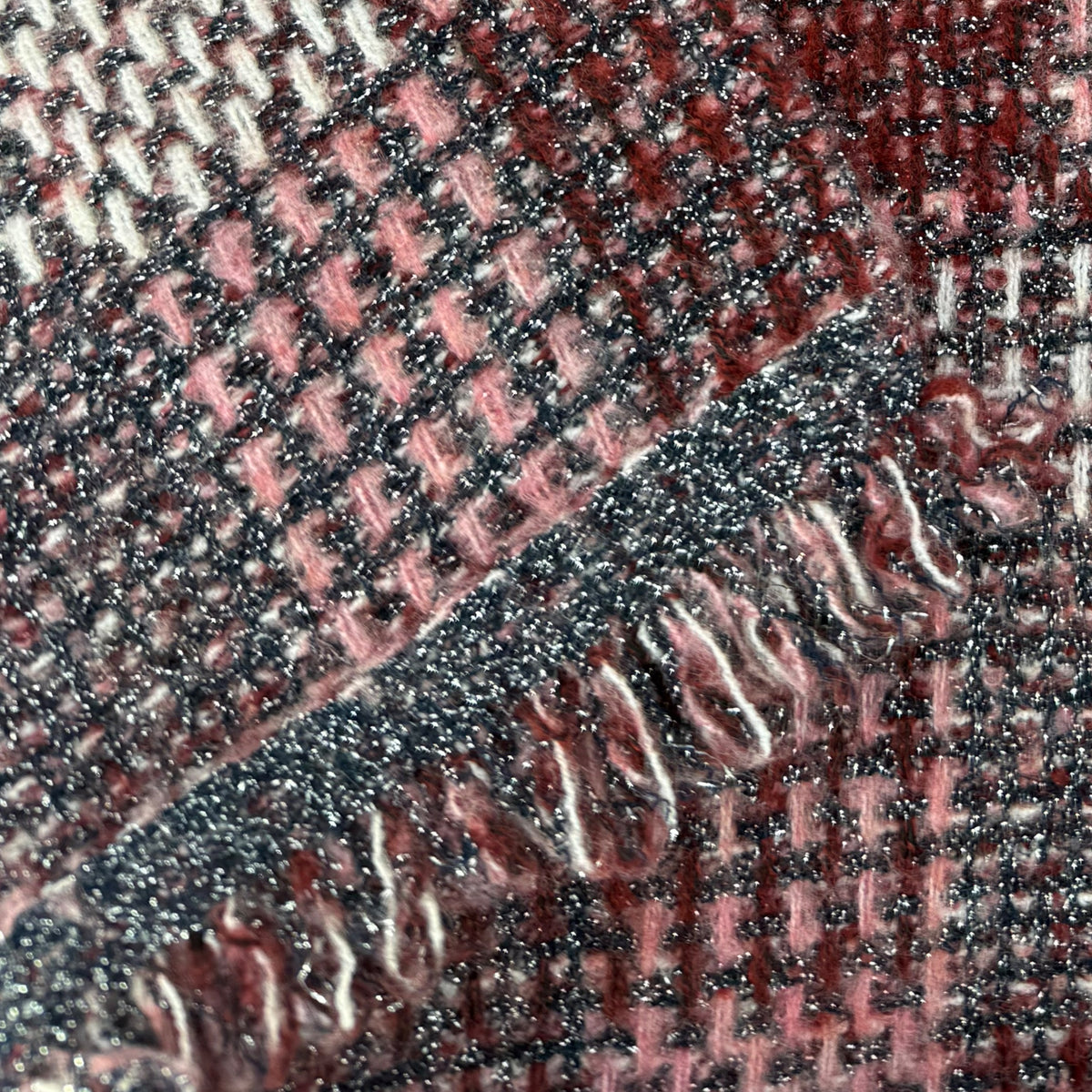 ZARA Checked Tweed Jacket – Rose & Bordeaux