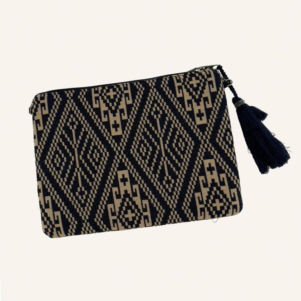 Embellished Clutch – Navy, Gold & Perlen | Boho Glam