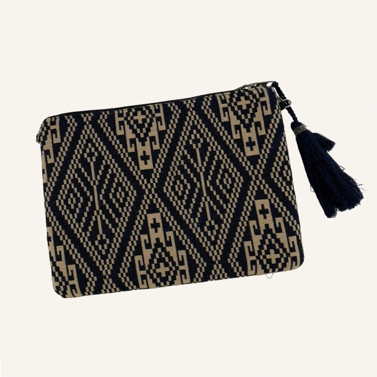 Embellished Clutch – Navy, Gold & Perlen | Boho Glam