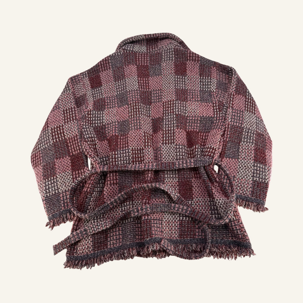 ZARA Checked Tweed Jacket – Rose & Bordeaux