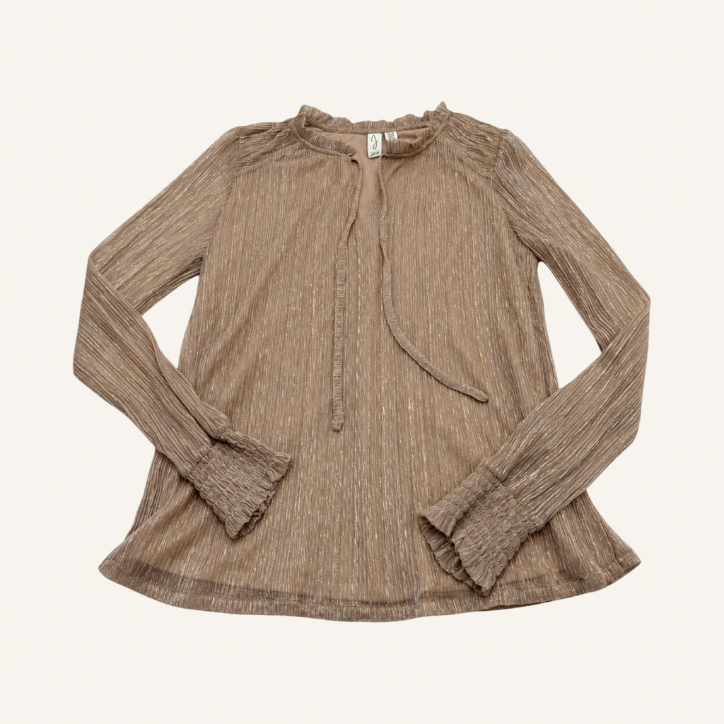 Joie Metallic-Bluse in Taupe-Gold | Größe S