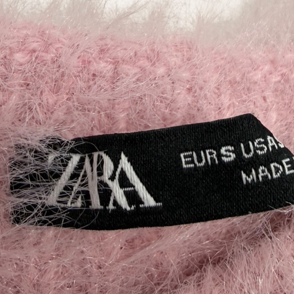 ZARA Fluffy Knit Vest – Dusty Rose | Flauschiger Strickpullunder