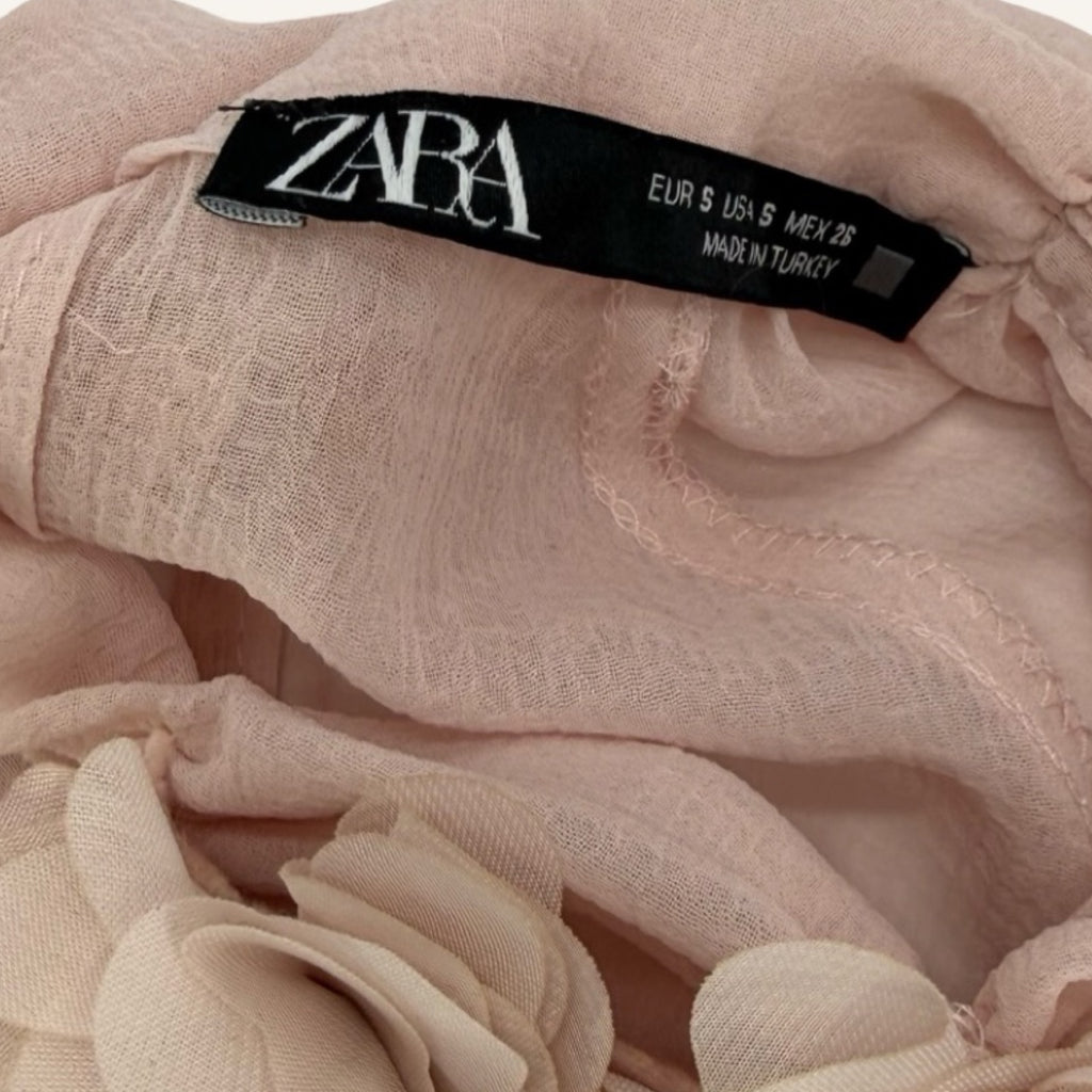 ZARA | Romantic Flower Blouse – Dusty Rose