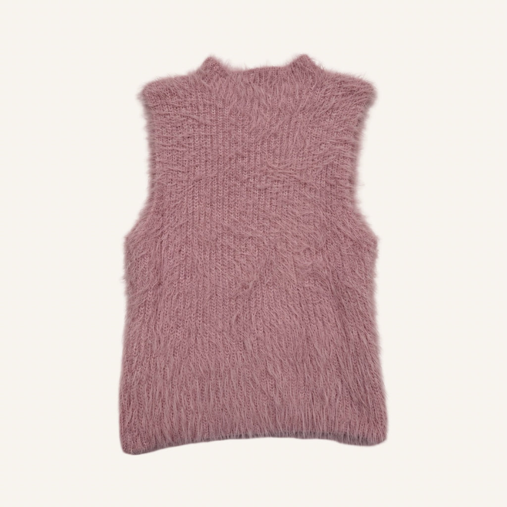 ZARA Fluffy Knit Vest – Dusty Rose | Flauschiger Strickpullunder